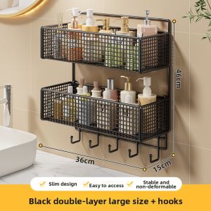 WUBUWEI | Wall-mounted Storage Shelf Bathroom Organizer No Drilling Required
