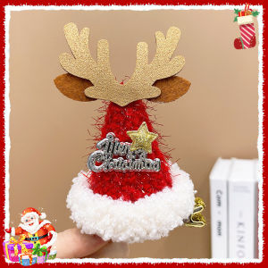 2Pcs Christmas Hat Hairpin Cartoon Elk Snowflake Creative Cute Red Hairpin Girl Hair Accessories Christmas Gift Hat Hairpin