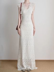 DANTING | Elegant French Style High-Quality Design White Lace Summer Dress