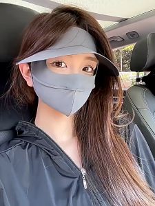 Mặt nạ chống nắng toàn mặt Chống tia cực tím ngoài trời thoáng khí chống nắng mặt kini mũ lớn vành