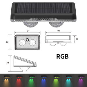 Solar Fence Lights Outdoor Garden Solar Wall Lights Waterproof RGB Bright Solar Powered Lamp Backyard Pathway Yard Deck Decor