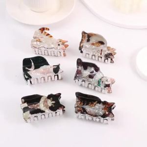 EELHOE | NEW Cute Cat Print Hair Claw Clip Anti Slip Strong Grip Shark Clips Hair Accessories For Women Girls Daily Party Washing Makeup