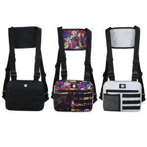 กระเป๋าเสื้อเกราะผู้ชายกันขโมยกระเป๋าคาดหน้าอกเสื้อกล้ามออกซ์ฟอร์ดปรับได้อเนกประสงค์พกพาน้ำหนักเบาสำหรับเดินป่าปีนเขา