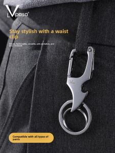 Mens Waist Hanging Keychain with Knife Carabiner Anti-Lost Simple Lock Ring 2025 New Style Creative Gift Business Zinc Alloy