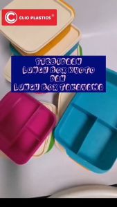 Kotak makan clio panjang 3 sekat lunch box plastik kotak bekal sekolah dan tempat bekal makan siang