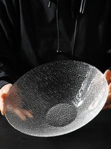 Delicate Glass Salad Bowl Fruit Plate Dessert Home Living Room Coffee Table Decor Candy Snacks Dried Fruits Nordic Style Japanese