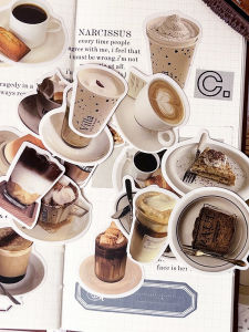 Coffee Shop Time Journal Stickers Pack Set Simple Ins Life Daily Milk Tea Drink Dessert Decoration