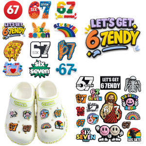 Hot Toys | 12-100pcs Cartoon Colorful Six Seven Series PVC Shoe Accessories Fit Wristbands Hole Slipper DIY Detachable Fashion Gifts