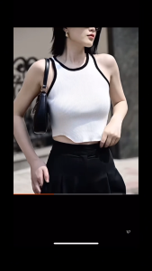 เสื้อกล้ามถักคอปกทูโทน เซ็กซี่ เย็นสบาย มีให้เลือก 10 สี แมทช์ง่าย ผ้านุ่ม ระบายอากาศดี เหมาะสำหรับหน้าร้อน ใส่เที่ยวหรือทำงานก็สวย