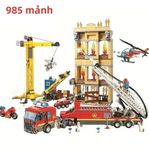 Đội Cứu Hỏa Trung Tâm Thành Phố Mô Hình Thang Khối Xây Dựng Thành Phố Series Đồ Chơi Đồ Trang Trí Trang Trí Cho Trẻ Em Sinh Nhật Quà Tặng Giáng Sinh