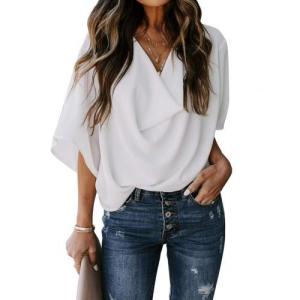 Loose V-neck Casual Top Beautiful Chiffonshirt Loose V-neck Casual T-shirt