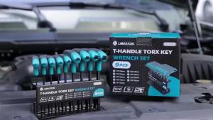 9PCS T-Handle Torx Wrench Set T10-T50 Two-Tip Design Torx Star Wrench DIY & Auto Bike Repair Tool with Storage Rack