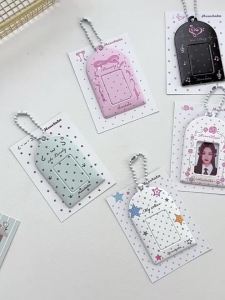 Polka Dot Element 1 Inch 2 Inch Card Holder ID Photo Card Case Kpop Bag Pendant Photobooth Photocard Holder