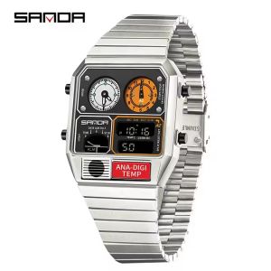 SANDA 3192 New High Quality Mens Electronic Watch Multi functional LED Temperature Waterproof Luxury Mens Clock électronique