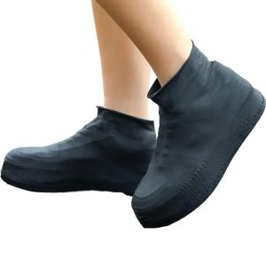 1Pair Thickened Latex Waterproof Rain Shoe Covers Non-slip Wear-resistant Silicone Overshoes for Outdoor Travel Cycling RainyDay