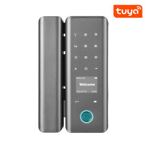 Tuya Smart Auto Door Lock Fingerprint Password Key No Punch for Home Office Frameless Frame Push Sliding Glass Door