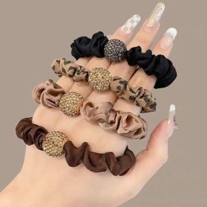 Trendy Water Diamond Hair Ties High Elasticity Adult Hair Bands 2025 New Leopard Print Elegance Hair Bands Hair Circles Headwear