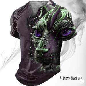 Allstar - Kaos Lengan Pendek Style V Neck Tali 3D Jaguar Distro / Kaos Style Casual / Kaos V Neck Terbaru / Kaos Style Terbaru / Kaos Style V Tali Dada / Kaos Tren Anak Muda / Kaos Style Terbaru V Neck Casual / Kaos Pria / Kaos Casual / Kaos