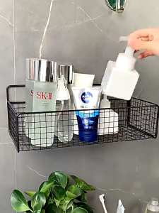 Multipurpose Bathroom Storage Rack Wall-Mounted Storage Device Punch-Free Anti-Rust Kitchen Storage Organizer