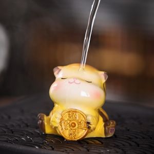 Color changing tea pet ornaments lucky lucky lucky lucky cat tea pet can raise tea play with tea table and tea table attract wealth ornaments tea set accessories