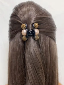 Korean Style Pearl And Rhinestone Hair Claw Clip Womens Elegant Half Updo Shark Clamp Hair Accessory Fashionable Travel Commute