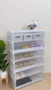 ตู้รองเท้า ชั้นวางรองเท้า กล่องรองเท้ากันฝุ่น ประตูแม่เหล็ก กล่องเก็บของแผ่นฟิล์ม PET ป้องกันฝุ่น แข็งแรงทนทาน พร้อมส่ง TM