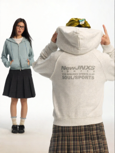 JNXS | Áo Hoodie Cotton Terry Mật Độ Cao Ngắn Rửa Phai Có Fringe Cho Mùa Thu