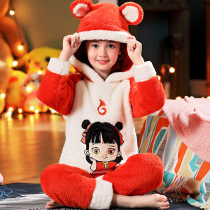 SHAPRA | Thick Flannel Pajamas Cartoon Design Girls Sleepwear