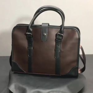 Vintage Briefcase Essentials For Men Genuine Leather Handbag Commuter Briefcase Classic Bag Business Briefcase Tote Bag Brown - intl