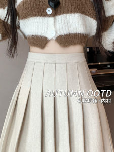 High Waist A-Line Short Skirt Womens Autumn Winter Plaid Skirts Slimming JK Style Woolen Mini Skirt Small Size Polka Dot