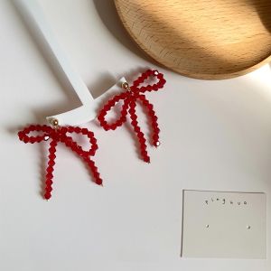 Elegant Red Crystal Butterfly Knot Earrings Handmade Original Design Buy Three Get One Free Offer for Girls Fashion Jewelry