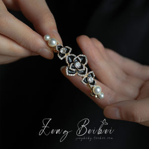 กิ๊บติดผมสไตล์ฝรั่งเศสแบบย้อนยุค สีดำ ทรงสลิมสไตล์ฝรั่งเศส กิ๊บติดผมทรงสปริงสำหรับผู้หญิง สไตล์ใหม่ปี 2024 กิ๊บติดผมฝั่งซ้าย