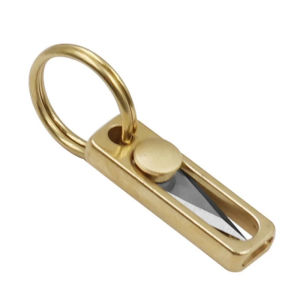 Móc Khóa Dao Đẩy Bằng Đồng Thau Mini Móc Khóa EDC Phụ Kiện Cắm Trại Ngoài Trời Dụng Cụ Mở Nhanh Di Động