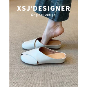 LIQIXIEFANG | Leather Style Cross-strap Slip-on Sandals