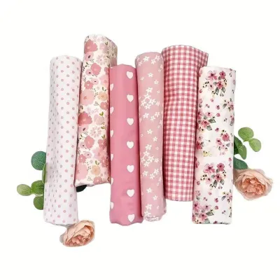 Pure Cotton Plaid Fabric Small Floral Print Full Cotton Pink Countryside Flowers Bedding Dress Nightgown Underlining Material