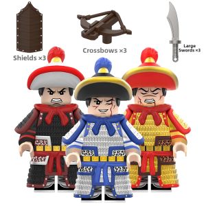 Ancient Military Gold Silver Black Armor Figurine Building Blocks