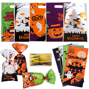 Halloween Candy Bag with Tie Colorful Tote Bag Assorted Styles Trick or Treat Halloween Party Goodie Bag Festival Decoration ZYF