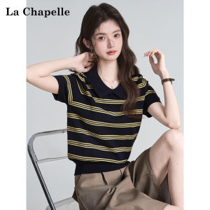 La Chapelle | Striped Contrast Polo Collar Short Sleeve T Shirt Slim Fit