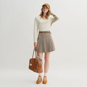 DUSHU | Asymmetrical Pleated A-Line Flare Dress Autumn High-Waist