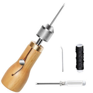 DIY Leather Sewing Awl Kit Shoemaker Canvas Repair Tools Stitching Belt Strips Leather Craft Edge Waxed Thread Hand Sewing Tools