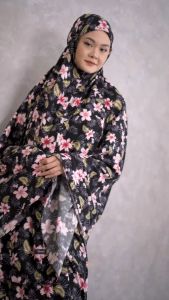 Ghanimi - Grania Prayer Set / Mukena Motif Bunga Nyaman Panjang Rayon  Twill  Lembut