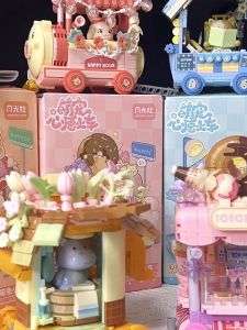 MEKANSM DIY Hadiah Anak Perempuan Blok Bangunan Partikel Kecil Hewan Ornamen Desktop Mobil Mainan