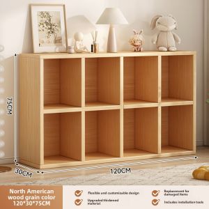 Japanese Style Free Combination Bookshelf Kalik Cabinet Integrated against the Wall White Storage Cabinet Home Use Bookcase Low Shelf