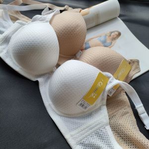 Áo Ngực Hở Lưng Chữ V Màu Trắng Cỡ Lớn 90B Vải Nylon Thoáng Khí Dây Đeo Cố Định Bánh Xe Ba Cấp Áo Ngực Hở Vai Chữ V