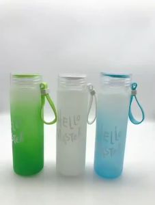 Hello Master Glass Tumbler Water Bottle Unique Lid Water Drinking Bottle Keimav
