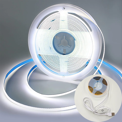 1m-5m USB COB LED Strip Light 5V 320LEDs/m DIY TV Mirror Backlight Flexible Ribbon Tape Touch Sensor