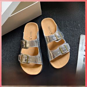 Thick Bottom Slip-On Sandals Womens Summer New Vintage Casual Versatile Beach Shoes Soft Sole Comfortable Casual Sandals