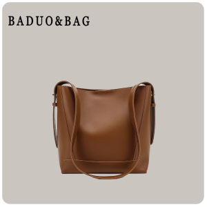 Trendy Leather Bucket Bag Womens Crossbody Commuter Bag Large Capacity Single Shoulder Bag Fashionable Casual Handbag