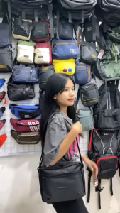 Tas Sling Bag Selempang Pria Casual PEGE Bubbo Tas Slempang Hitam - PG 9099