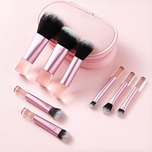 FOCANO Portable 10pcs Mini Makeup Brush Set with Bag – Foundation Blush Eyeshadow